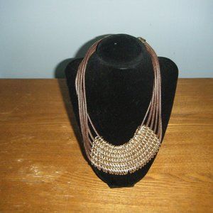 Brown and Goldtone Rope Necklace